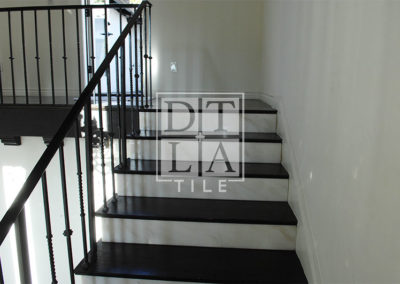 Installation in Hollywood with fabricated custom marble staircase risers
