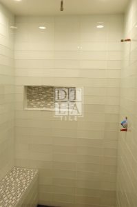 Malibu glass tile shower wall