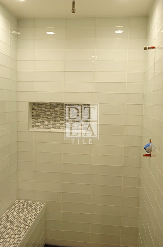Malibu Glass Tile Shower Wall, Glass Tile Bathroom Shower Wall