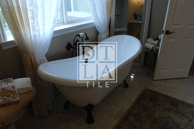 Bath tub side view look on a porcelain tile floor in Manhattan Beach