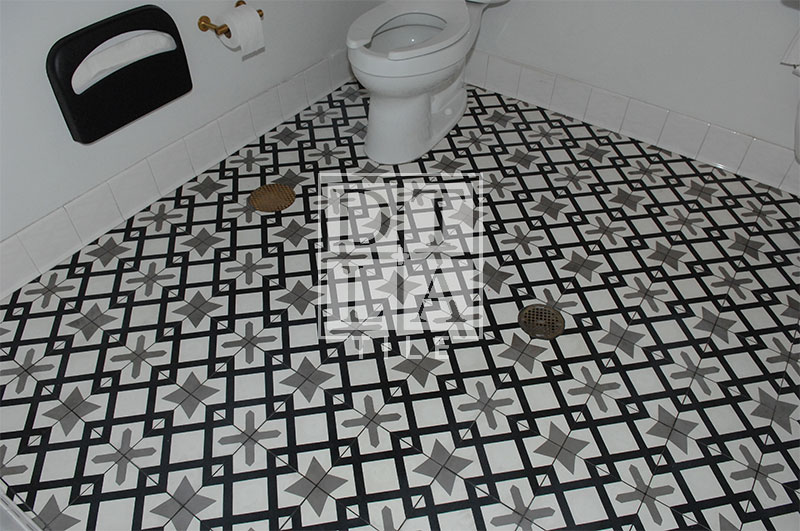 Cement tile cleaning and sealing in Los Angeles Arts District bathroom