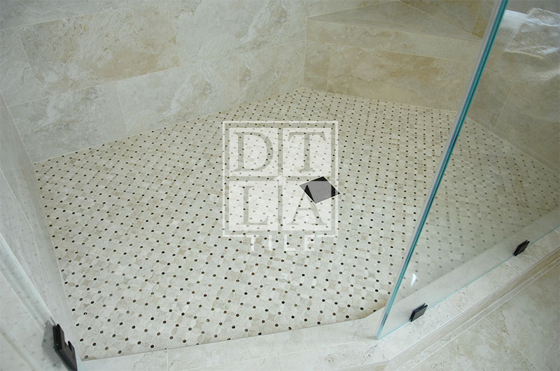 Curbed shower floor in Manhattan Beach bathroom
