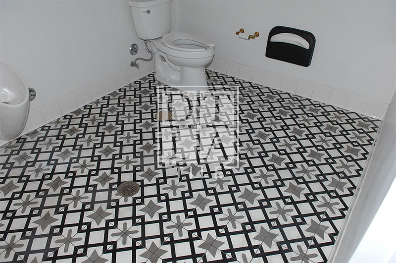 Los Angeles Arts District bathroom cleaning and sealing of cement tile