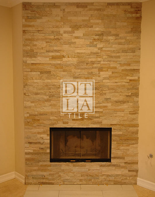 Redondo Beach fireplace installation with stacked stone