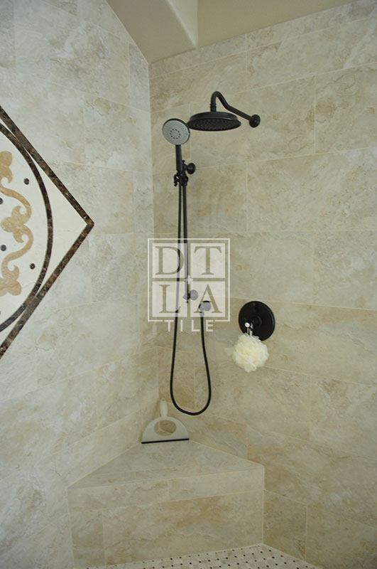 Shower Enclosure And New Plumbing Fixtures Of Bathroom With
