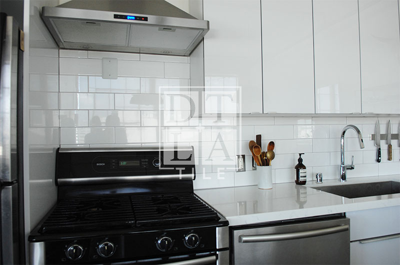 Tile backsplash installation in a Fashion District kitchen at Downtown Los Angeles
