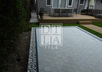 Outdoor Patio Tiled with Portland Direct Cuban White Orante 9" X 9" Porcelain Tiles