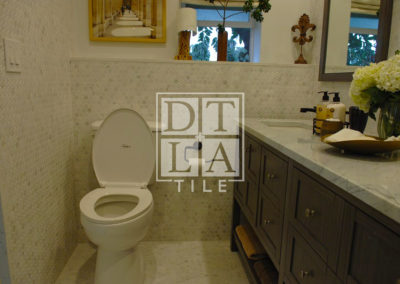 Toilet Wall with Bianco Bello Penny Round Tiles
