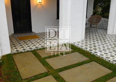 Front Porch Tile Installation with Star Tiles Mitered Corners