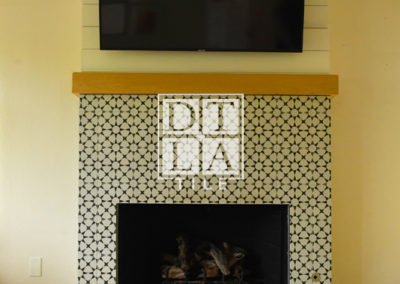 Overall View of Tiled Fireplace with miter cuts